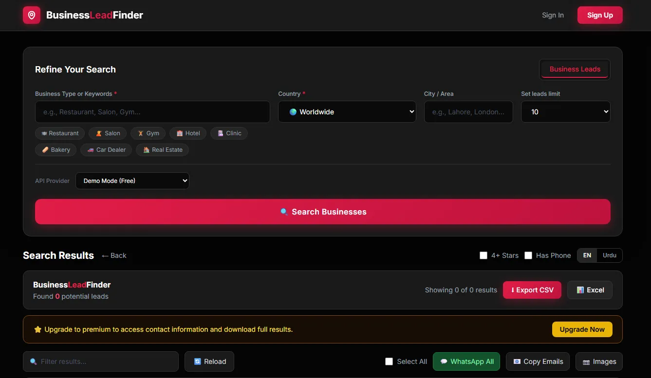 Business Lead Finder - SaaS Web Application