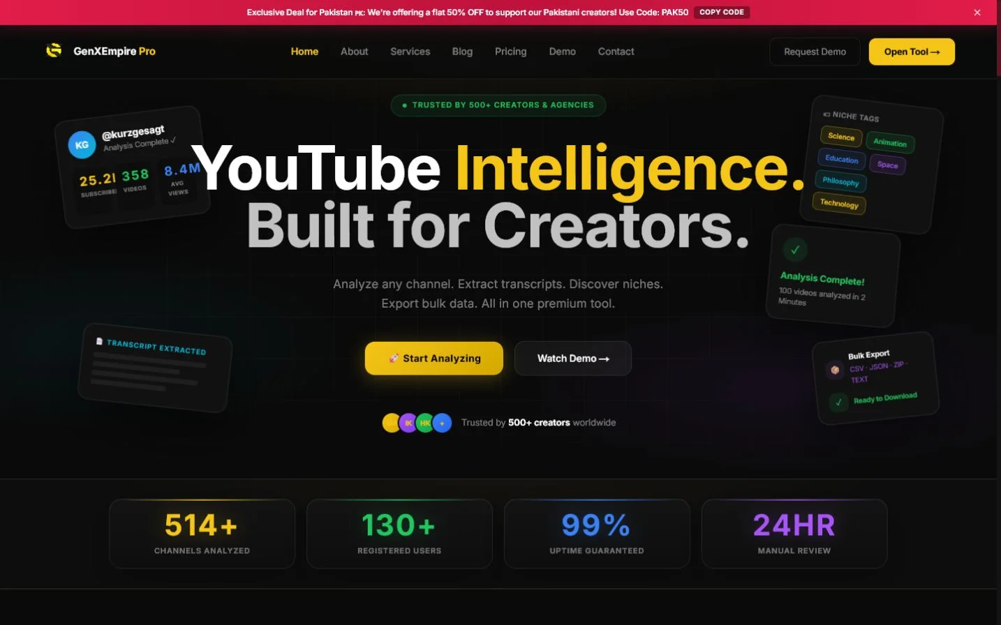 GenXEmpire Pro — YouTube Intelligence SaaS