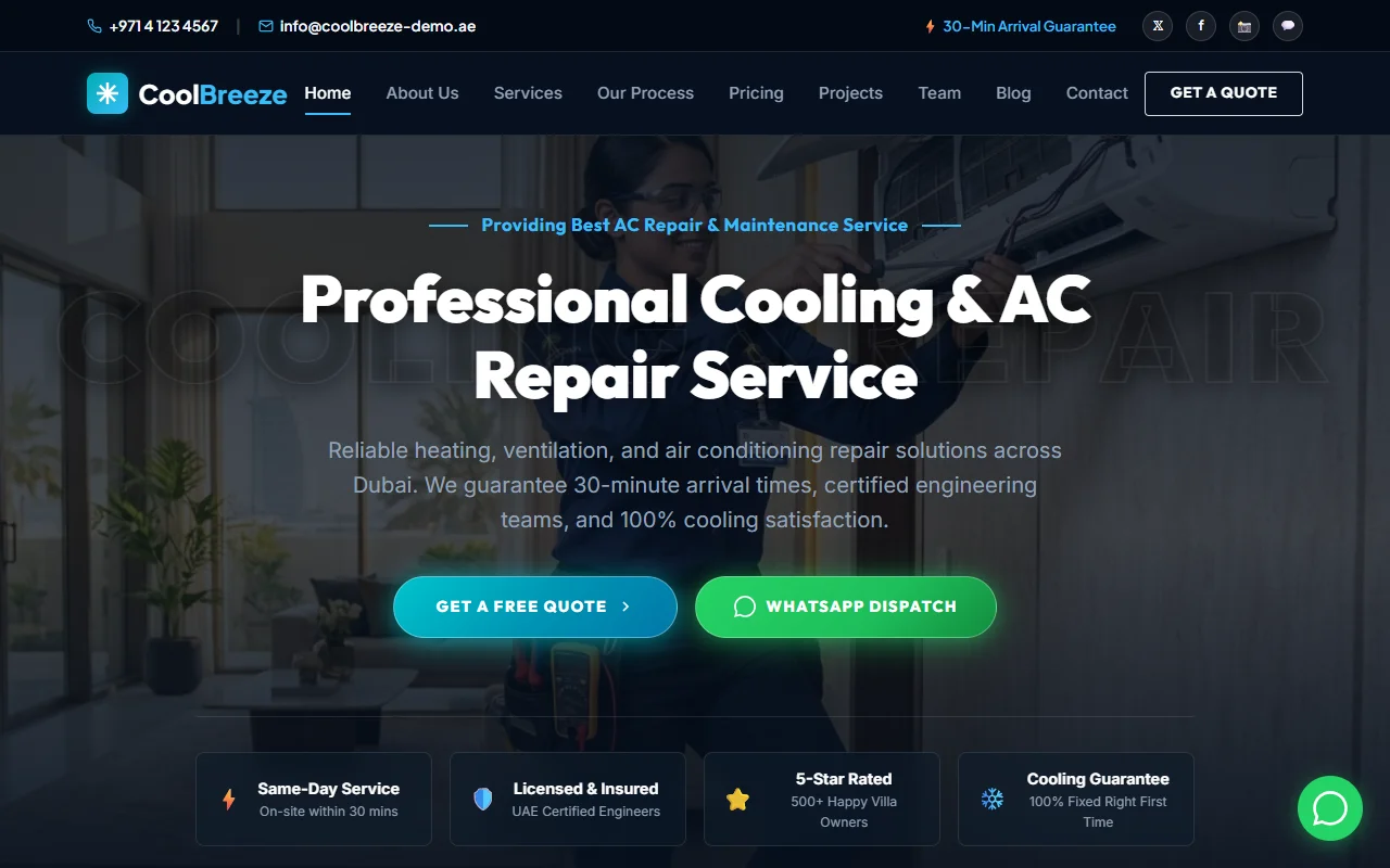 CoolBreeze AC Services — HVAC Business Website (Dubai Demo)